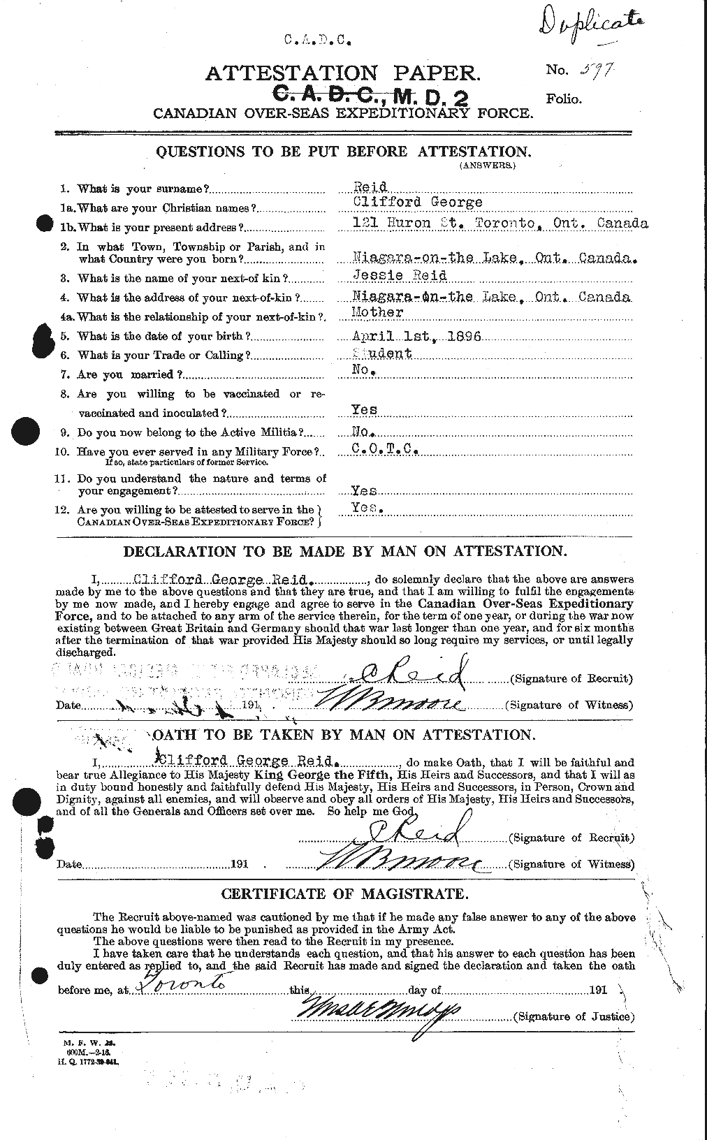 Personnel Records of the First World War - CEF 597912a
