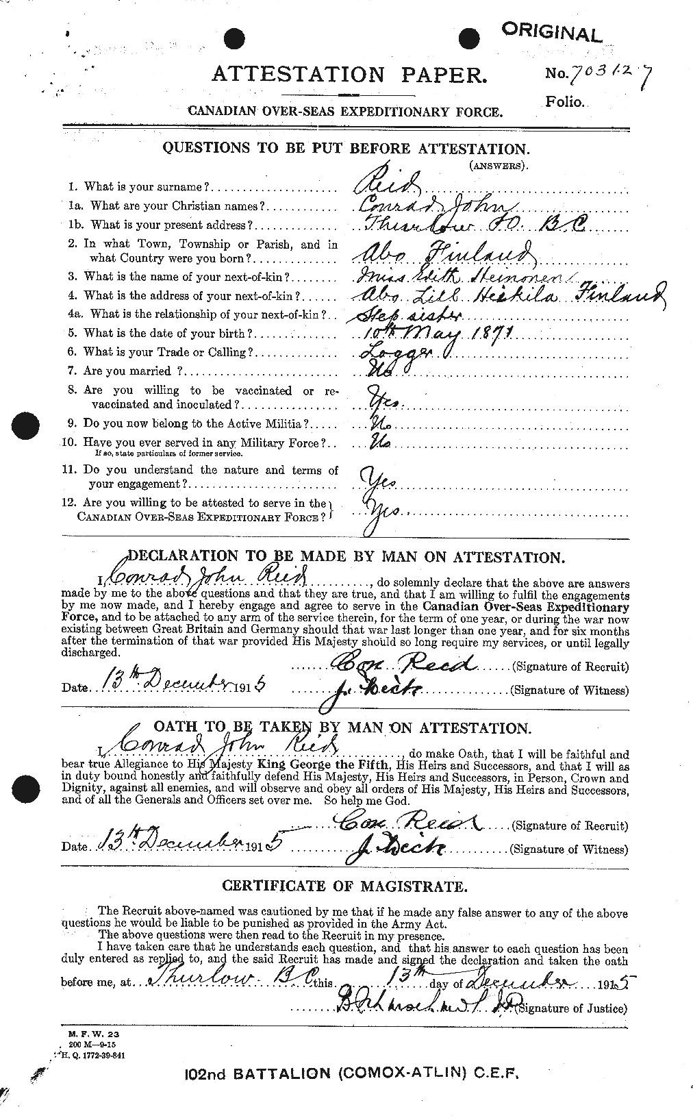 Personnel Records of the First World War - CEF 597914a