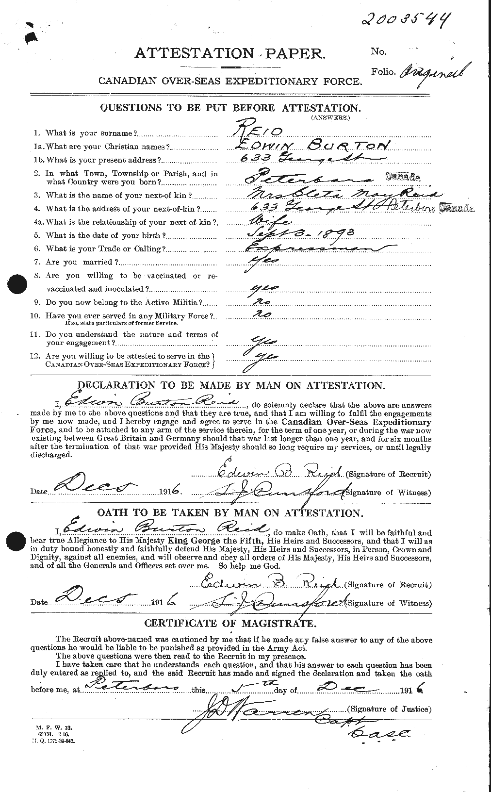 Personnel Records of the First World War - CEF 597993a