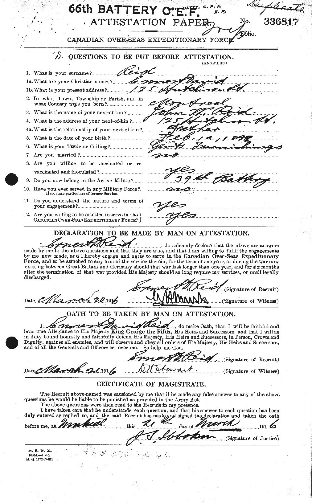 Personnel Records of the First World War - CEF 598015a