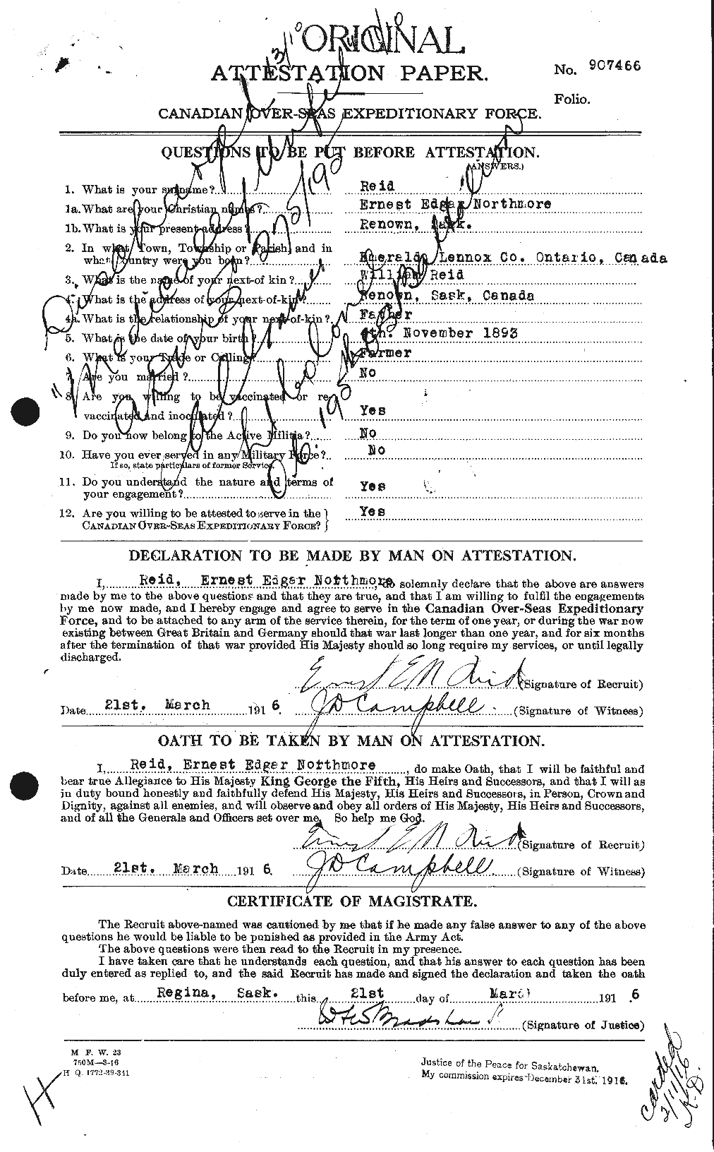 Personnel Records of the First World War - CEF 598016a