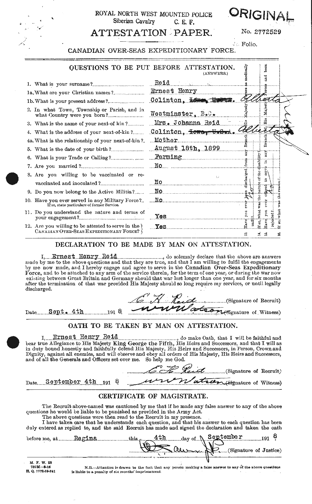 Personnel Records of the First World War - CEF 598018a