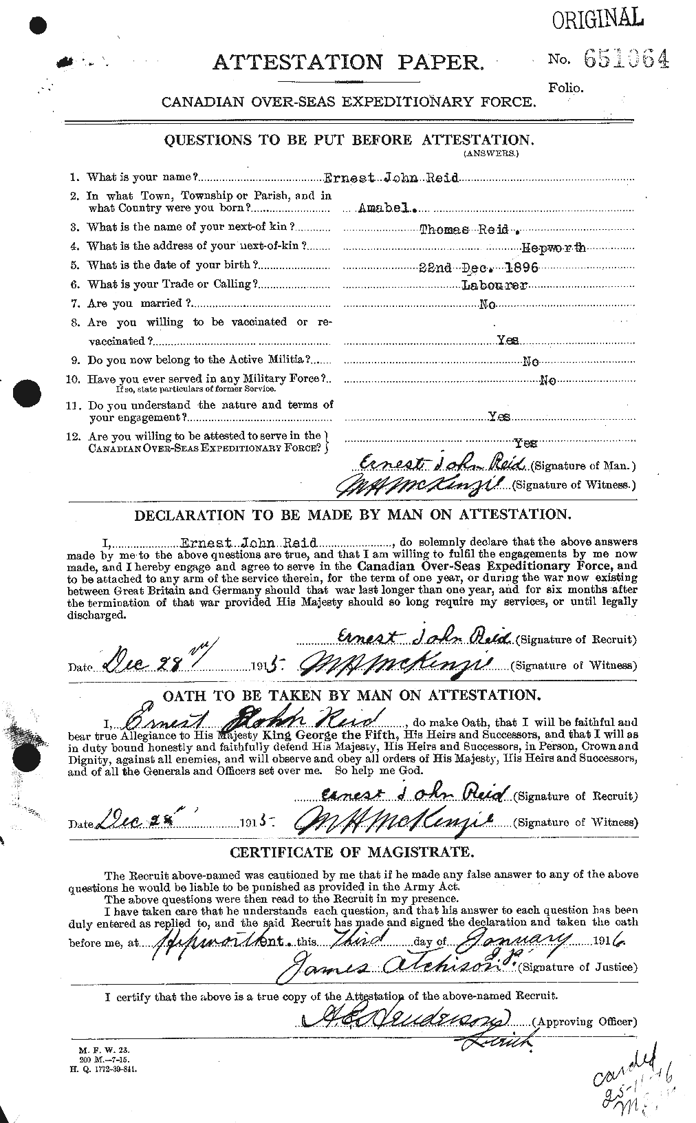 Personnel Records of the First World War - CEF 598021a