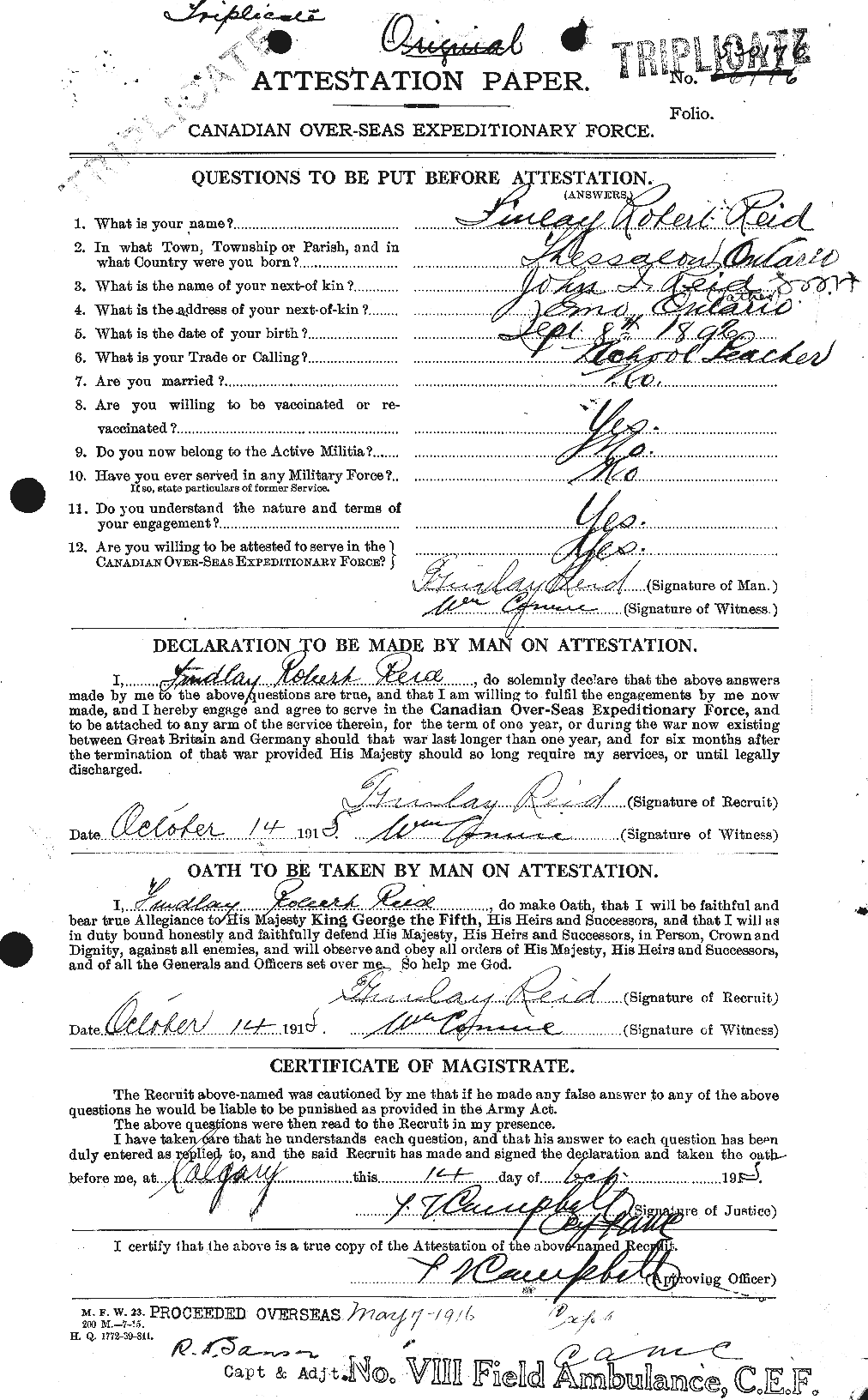 Personnel Records of the First World War - CEF 598033a