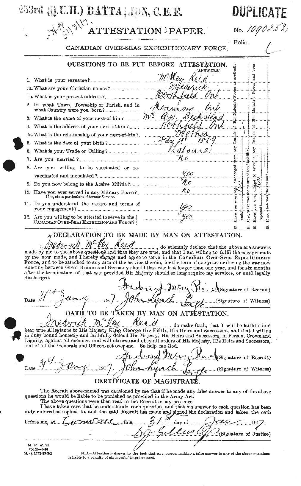 Personnel Records of the First World War - CEF 598059a