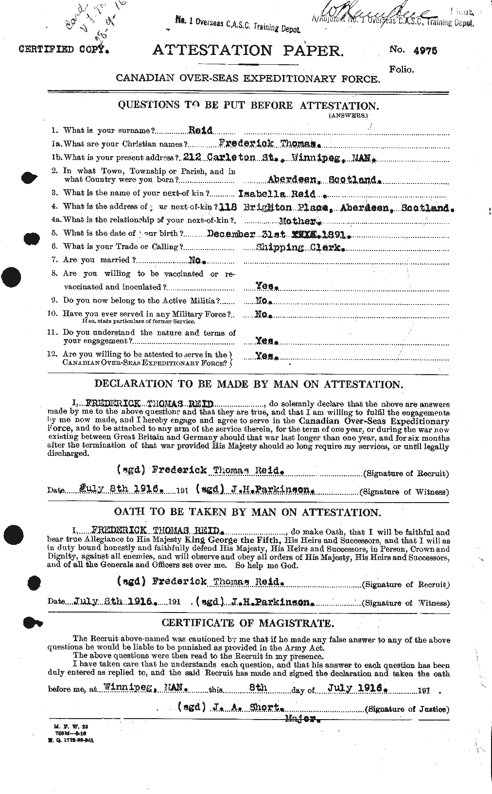 Personnel Records of the First World War - CEF 598074a