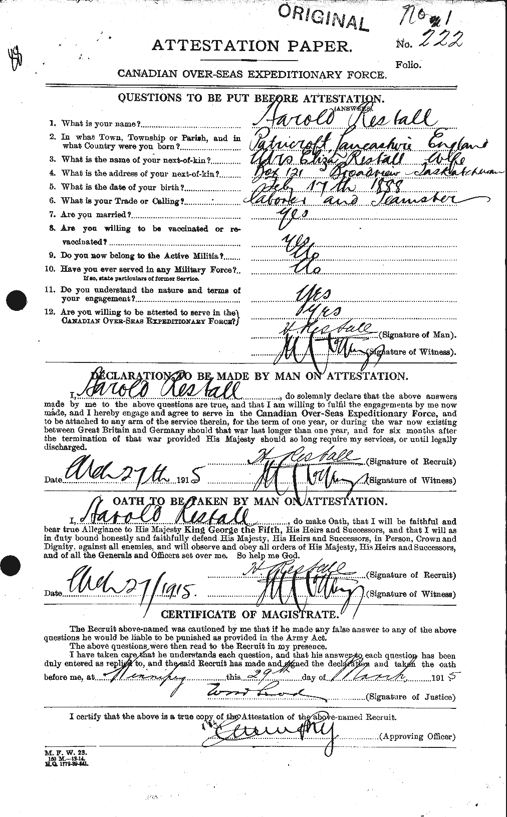 Personnel Records of the First World War - CEF 598087a