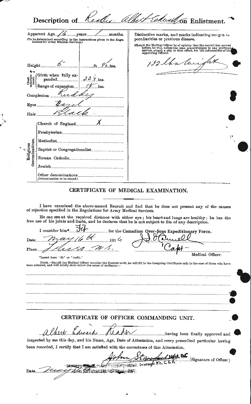 Dossiers du Personnel de la Première Guerre mondiale - CEC 598381b