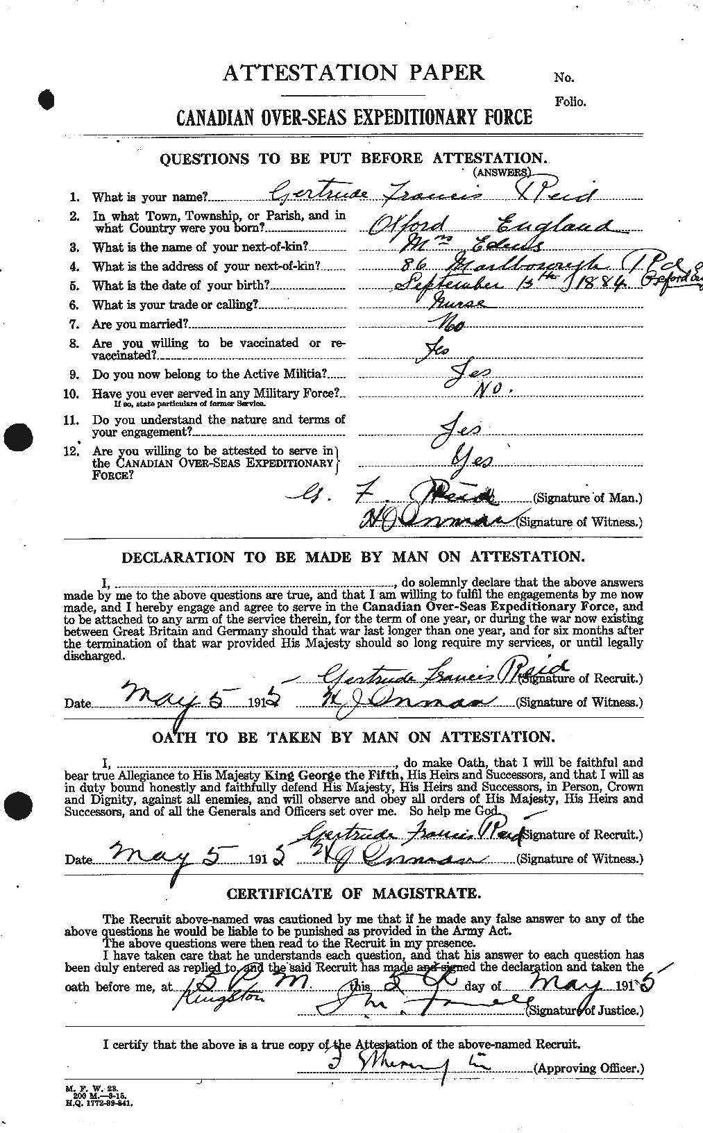 Personnel Records of the First World War - CEF 598552a