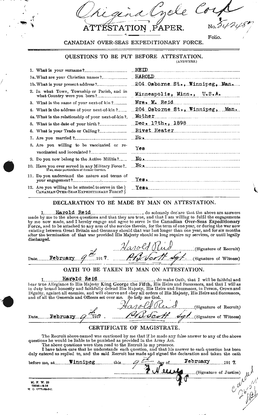 Personnel Records of the First World War - CEF 598564a