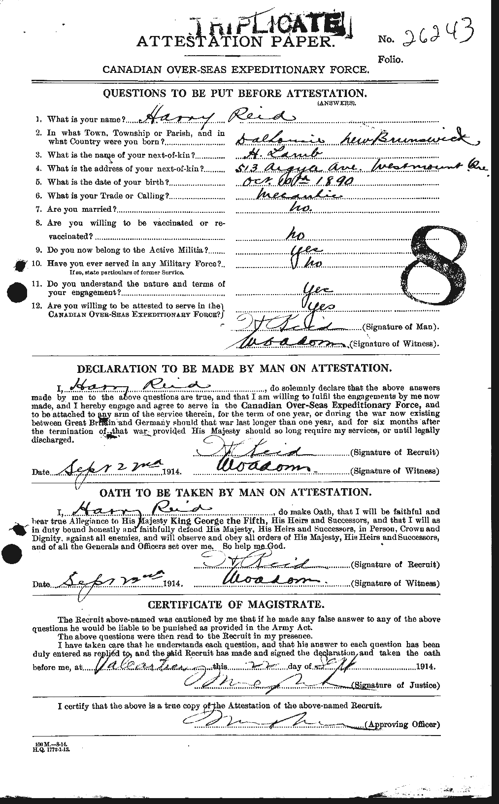 Personnel Records of the First World War - CEF 598578a