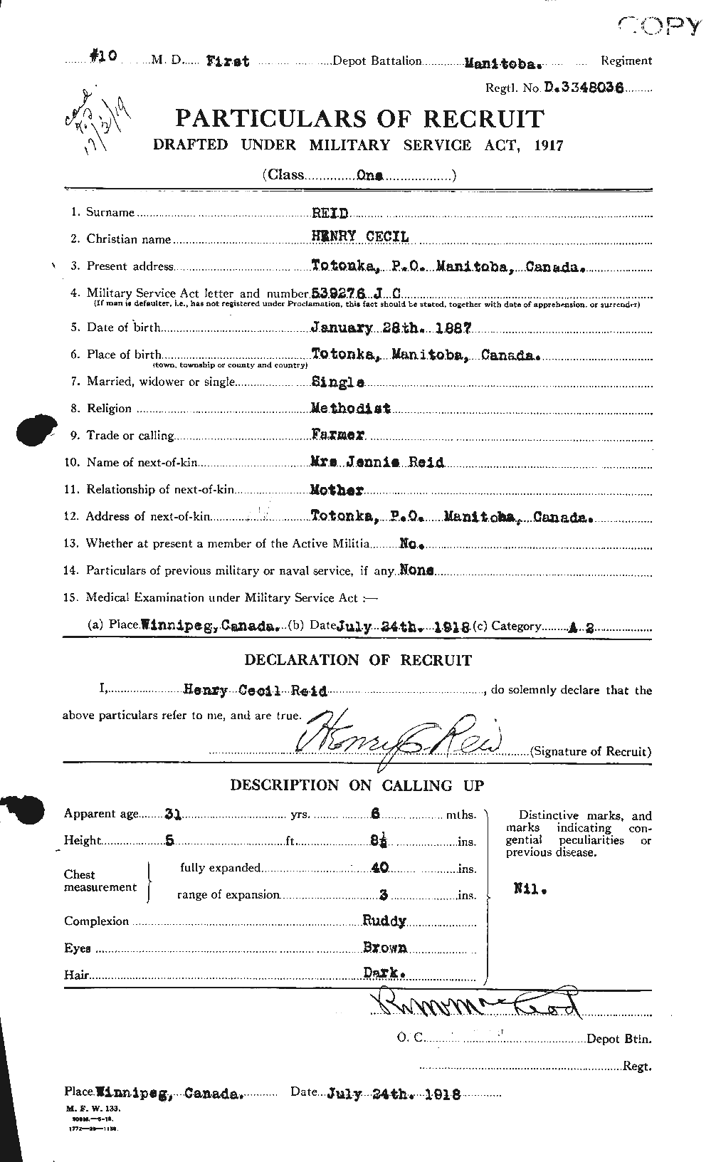 Personnel Records of the First World War - CEF 598598a