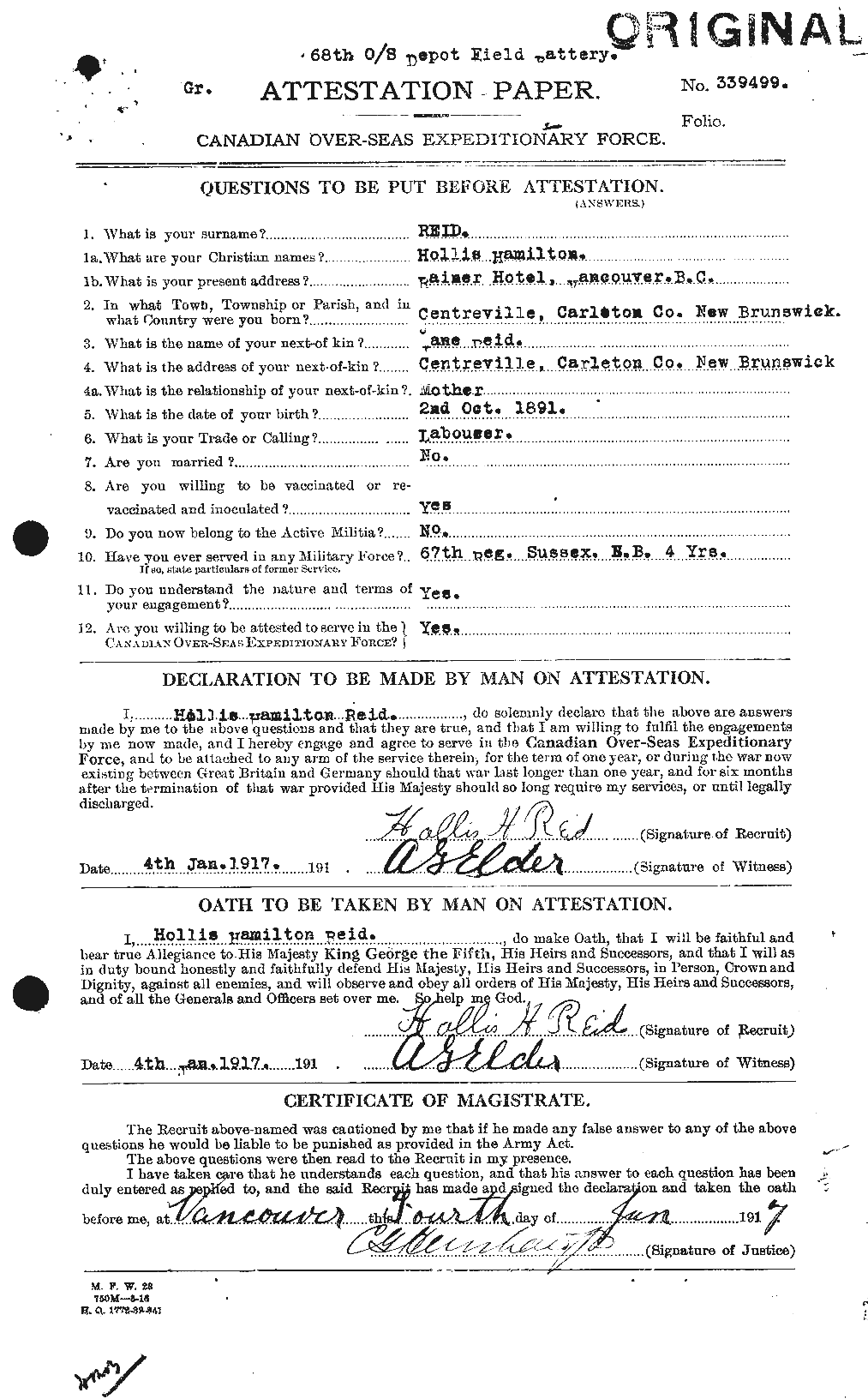 Personnel Records of the First World War - CEF 598611a