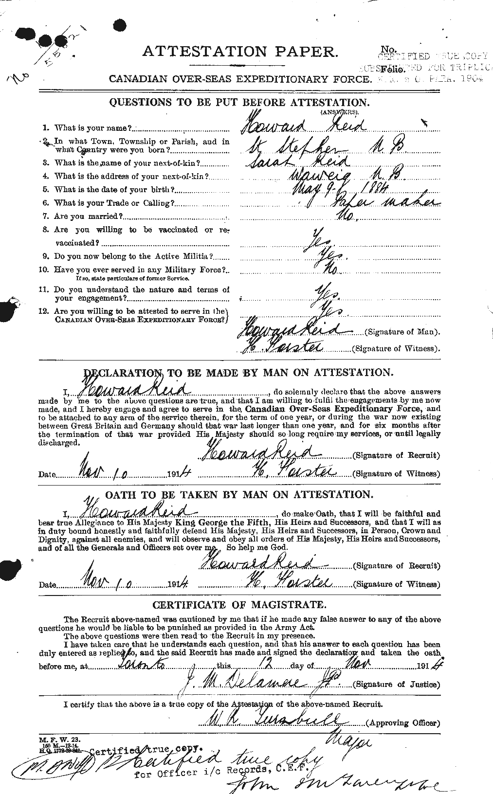 Personnel Records of the First World War - CEF 598618a