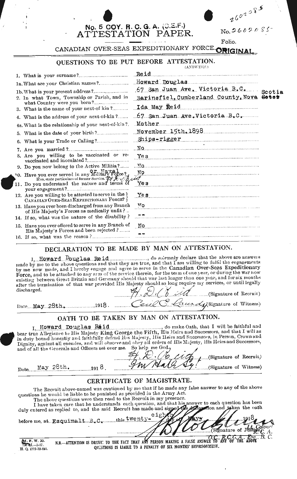 Personnel Records of the First World War - CEF 598619a