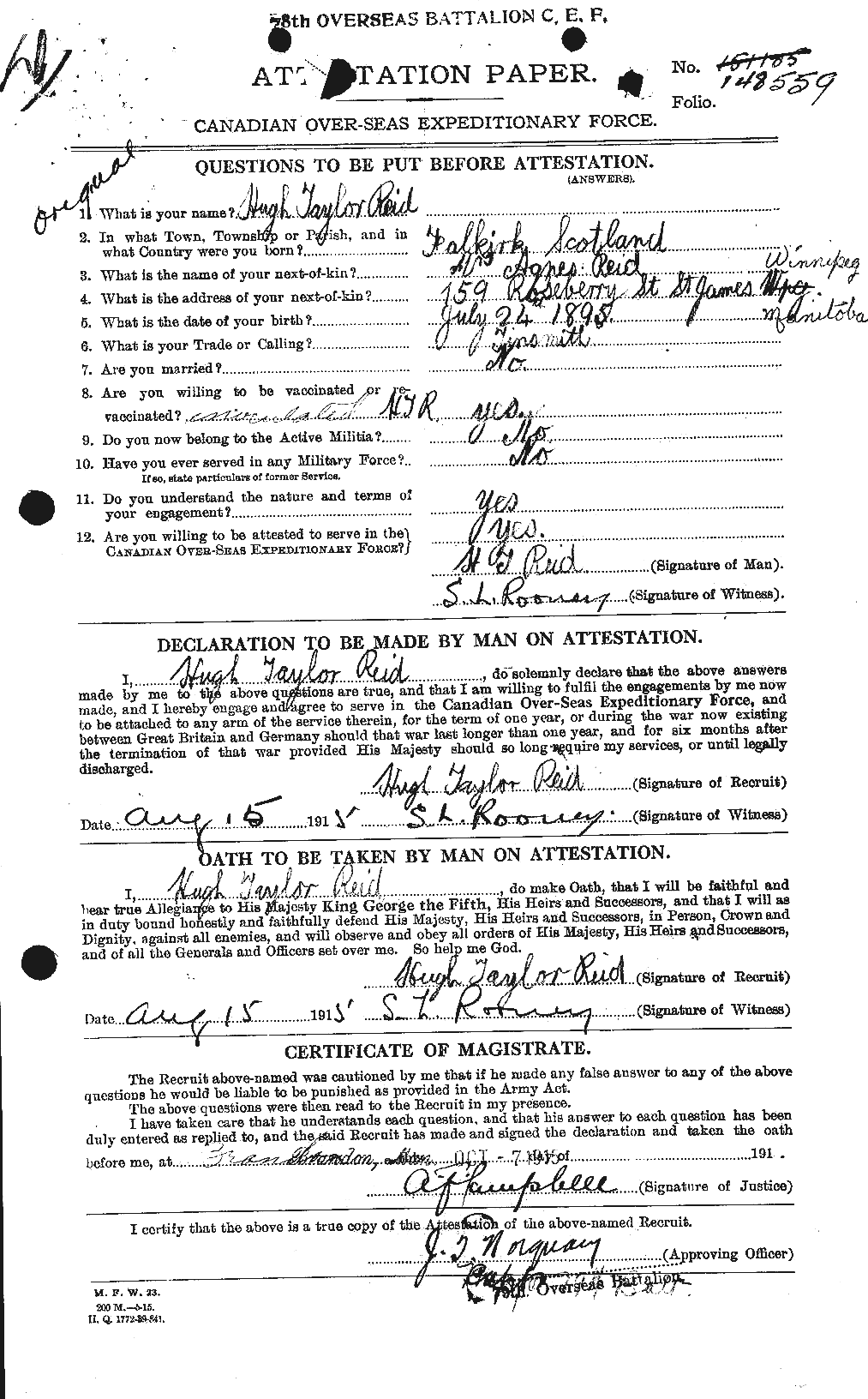 Personnel Records of the First World War - CEF 598630a
