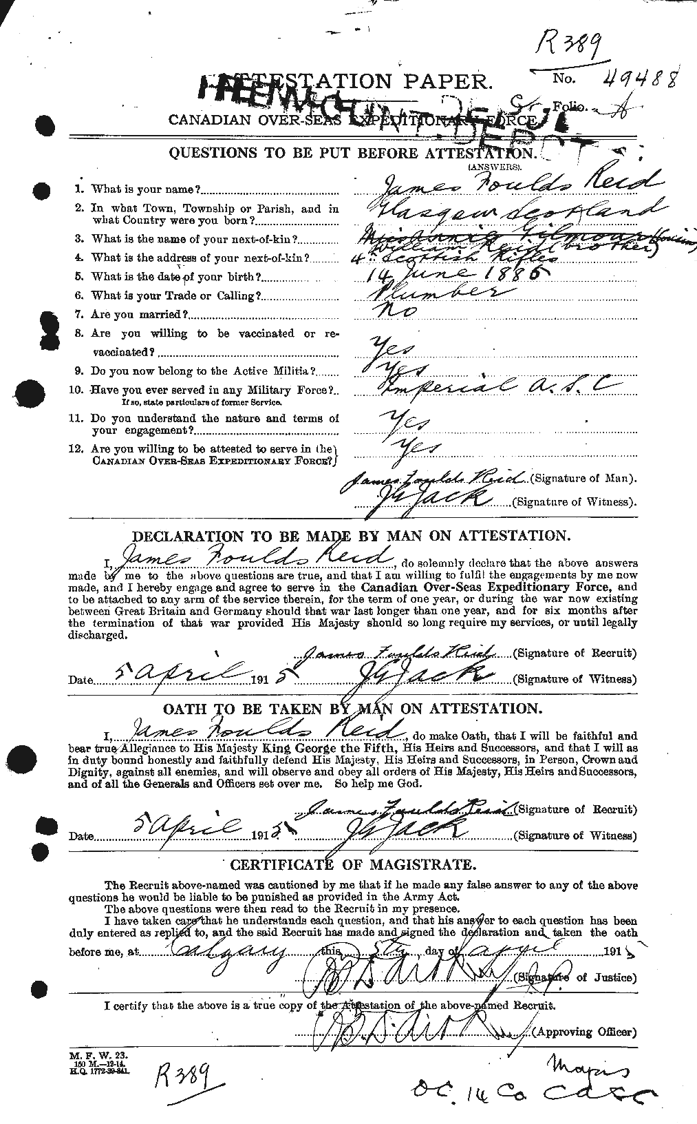 Personnel Records of the First World War - CEF 598709a