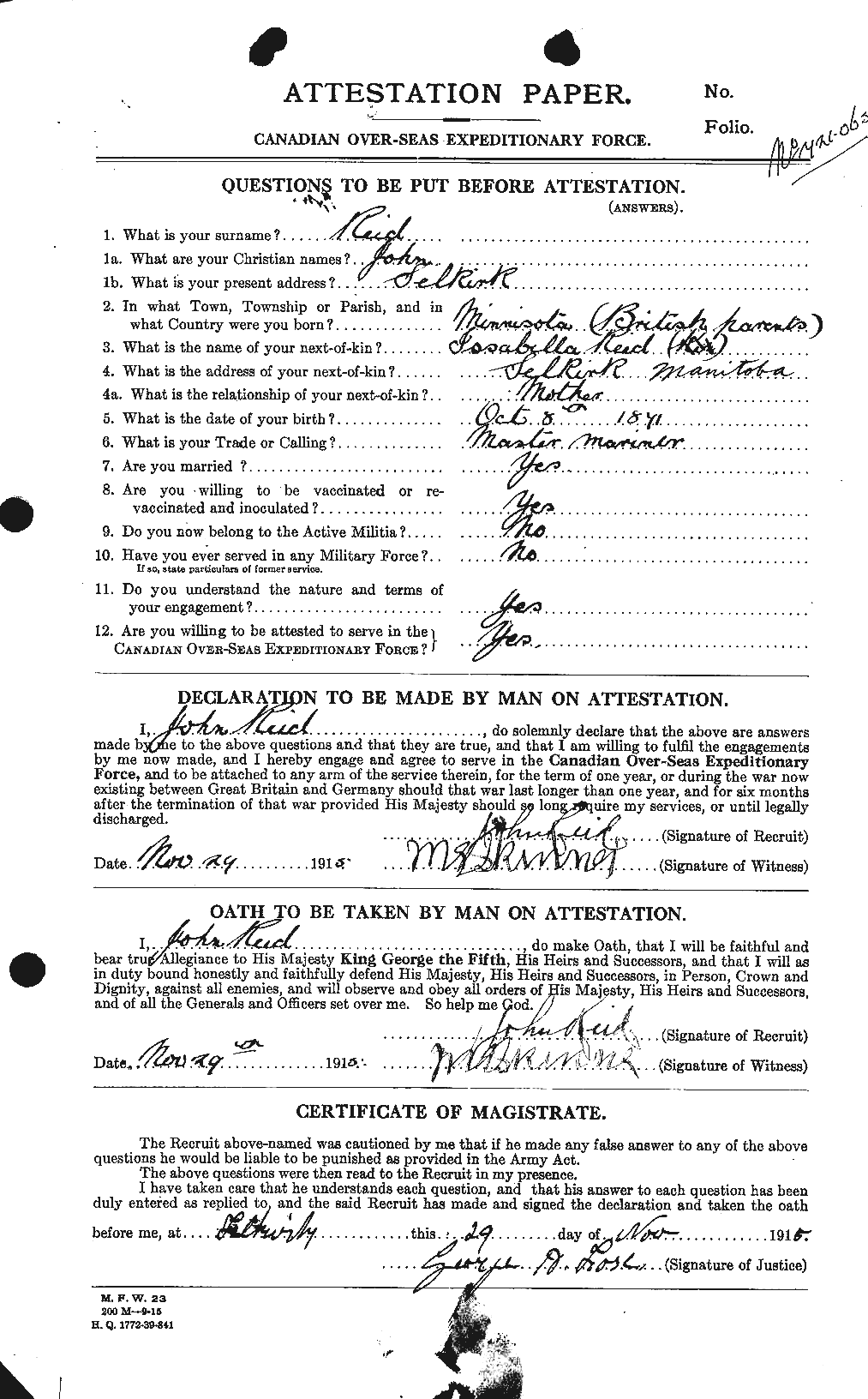 Personnel Records of the First World War - CEF 598814a