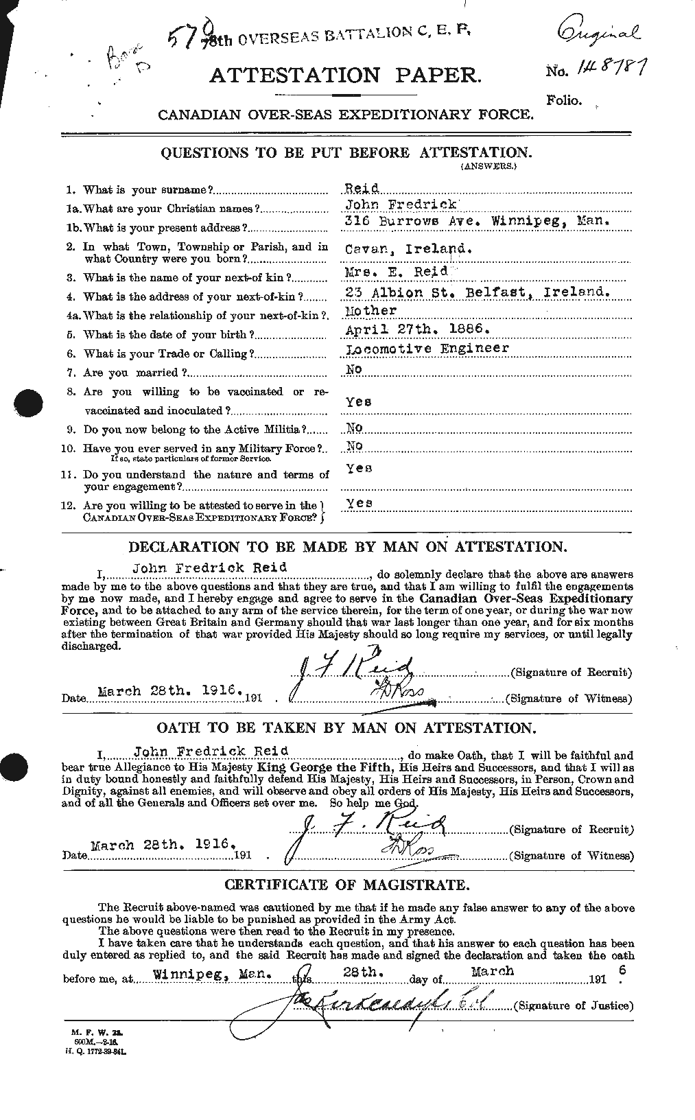 Personnel Records of the First World War - CEF 598838a