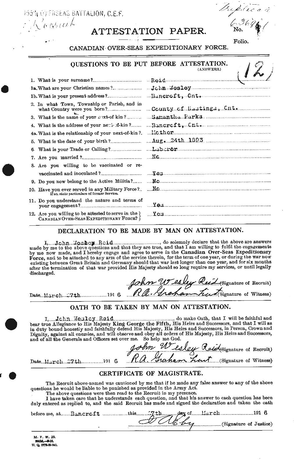 Personnel Records of the First World War - CEF 598880a