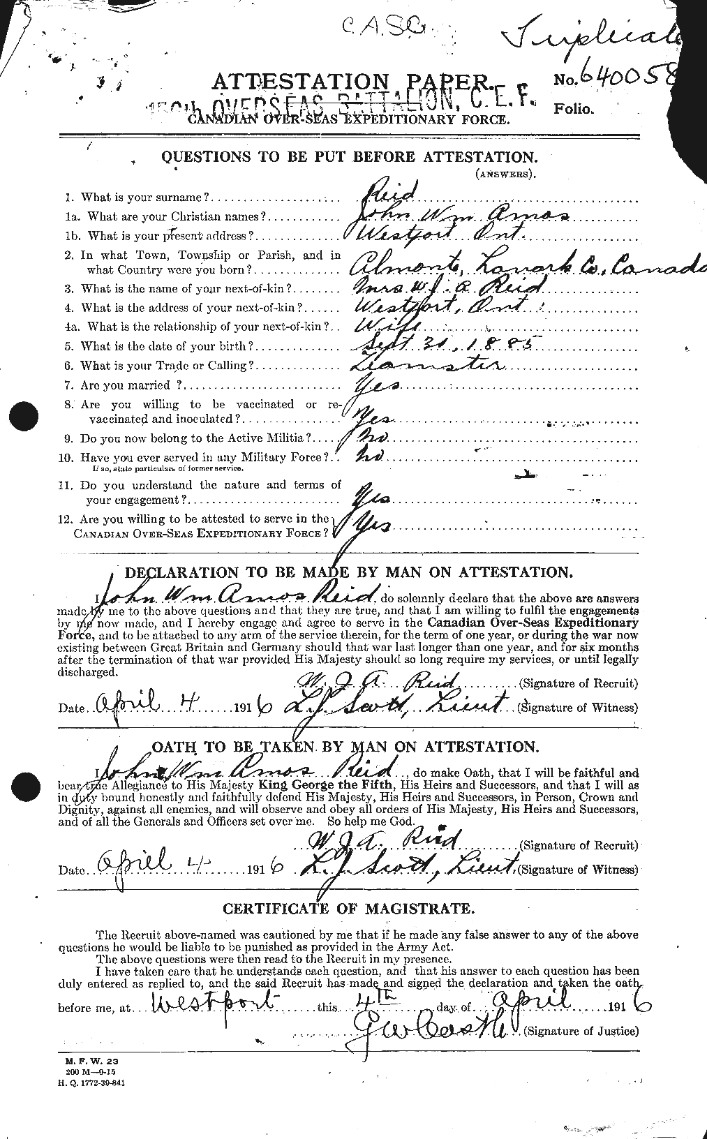 Personnel Records of the First World War - CEF 598887a