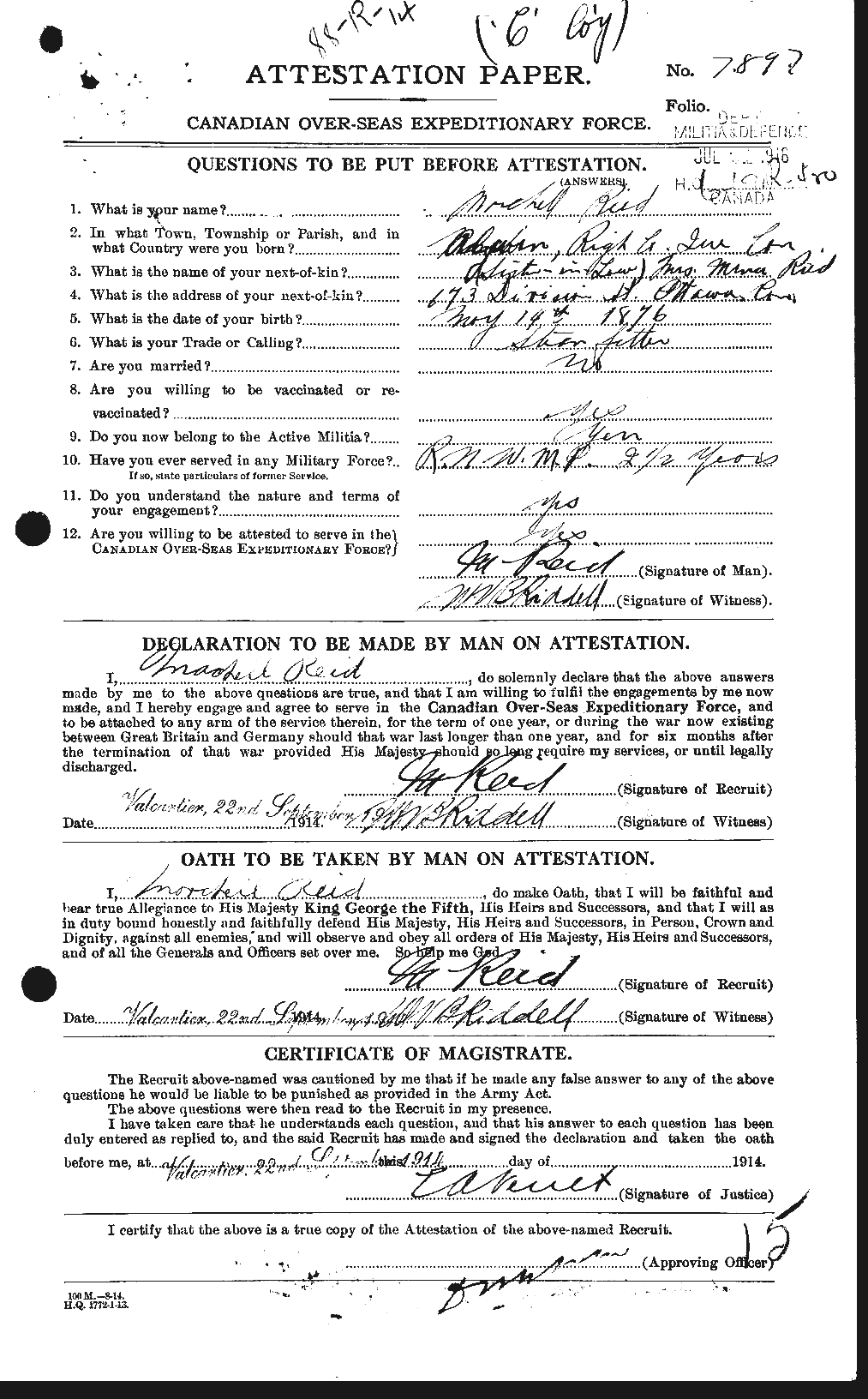 Personnel Records of the First World War - CEF 598940a