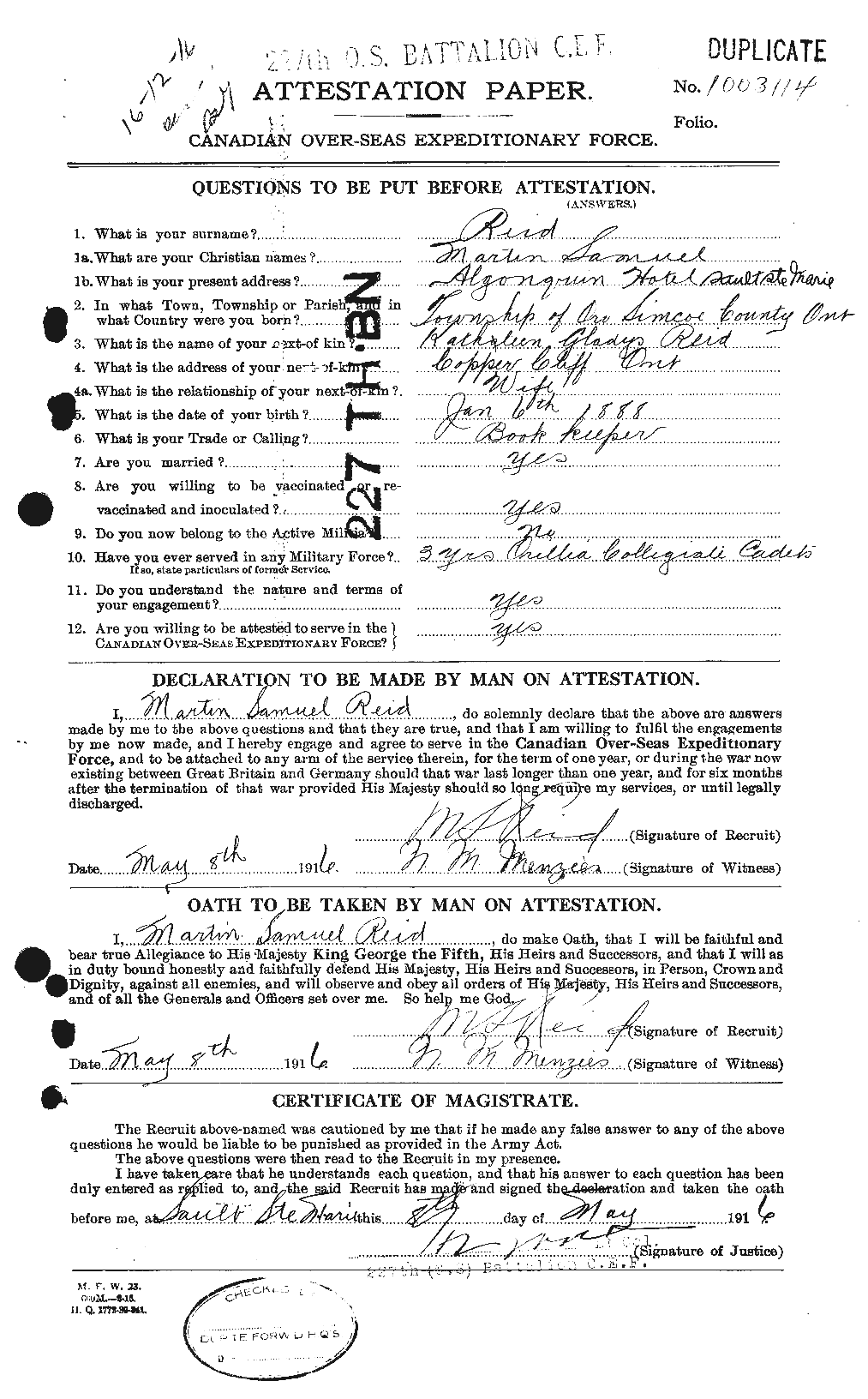 Personnel Records of the First World War - CEF 598943a