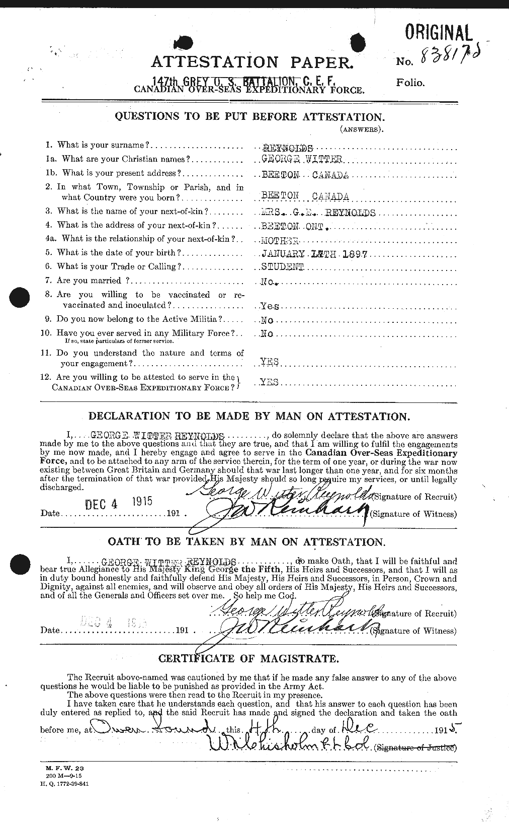 Personnel Records of the First World War - CEF 599227a