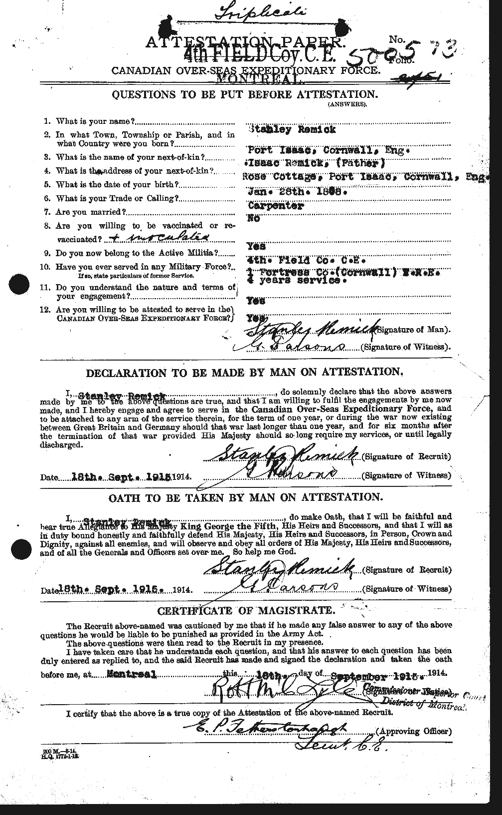 Personnel Records of the First World War - CEF 599516a