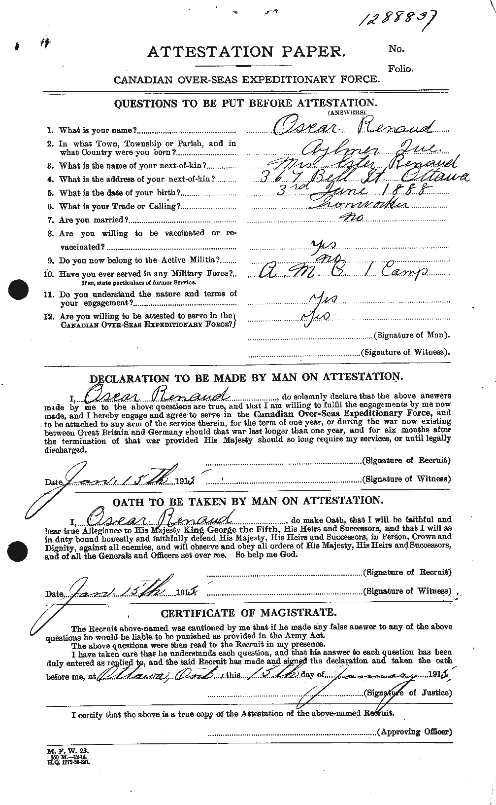 Personnel Records of the First World War - CEF 599713a