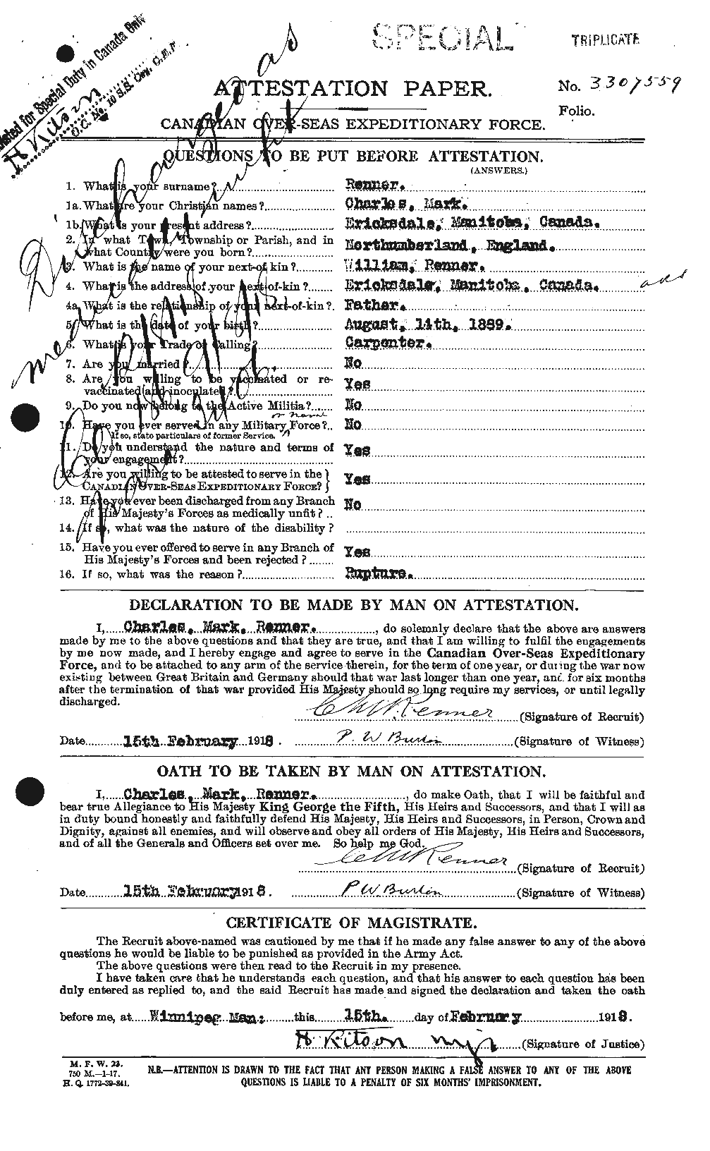 Personnel Records of the First World War - CEF 599860a