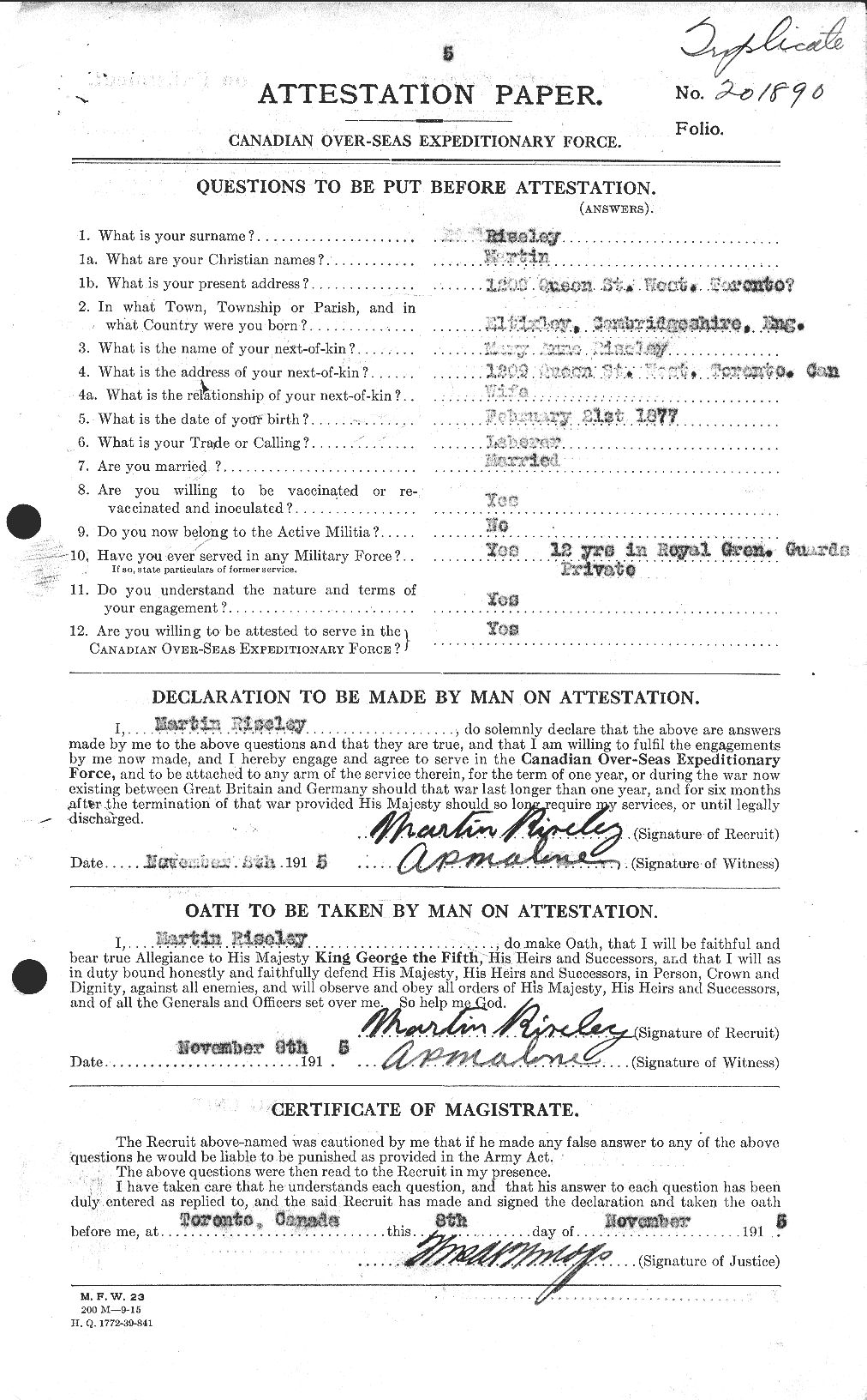 Personnel Records of the First World War - CEF 601314a