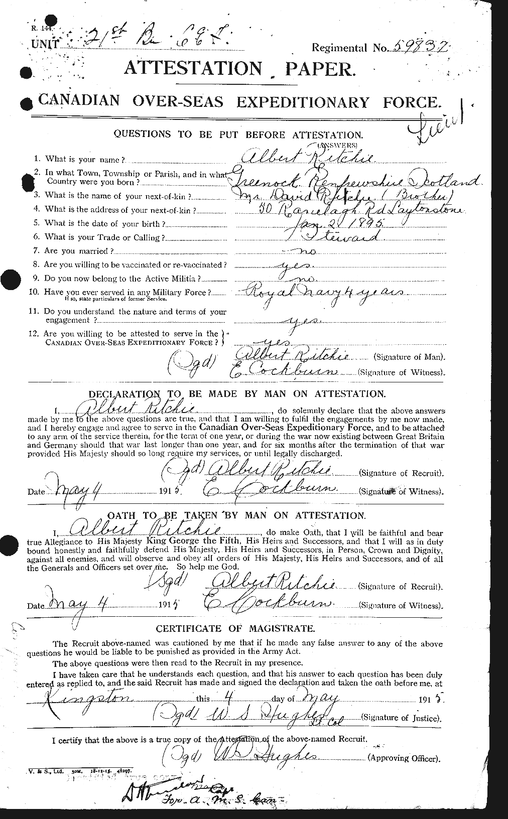 Personnel Records of the First World War - CEF 601411a