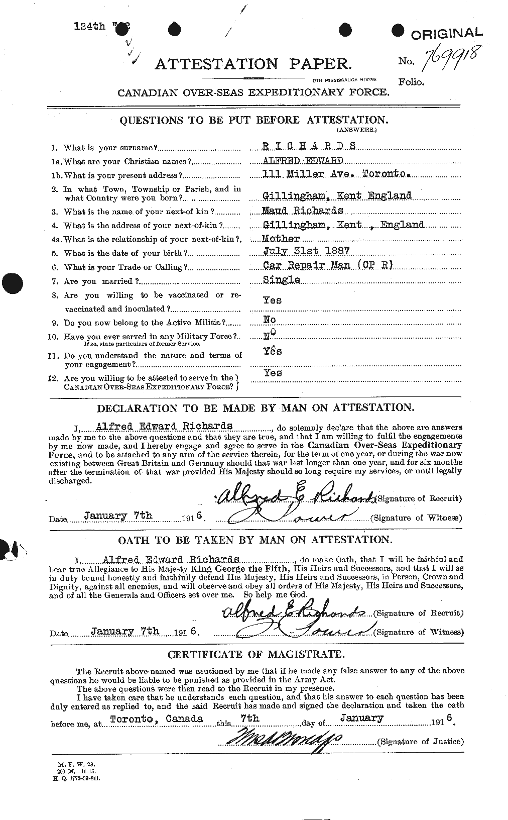 Personnel Records of the First World War - CEF 601652a