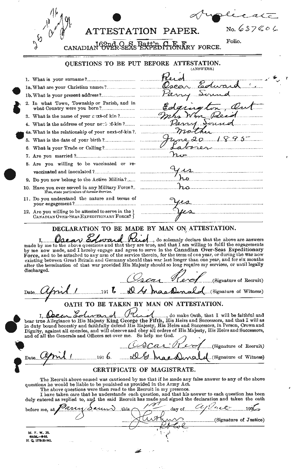 Personnel Records of the First World War - CEF 601821a
