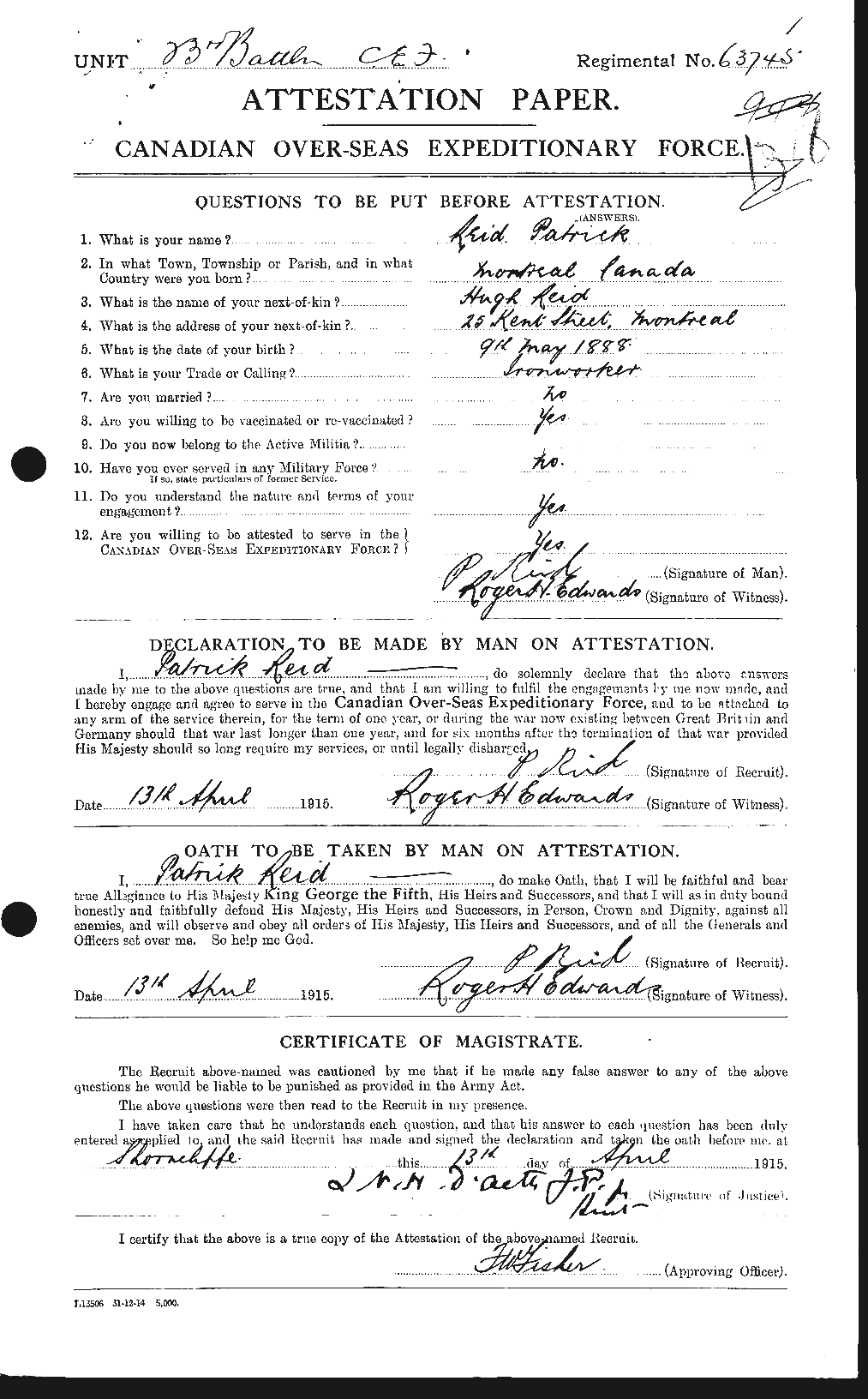 Personnel Records of the First World War - CEF 601827a