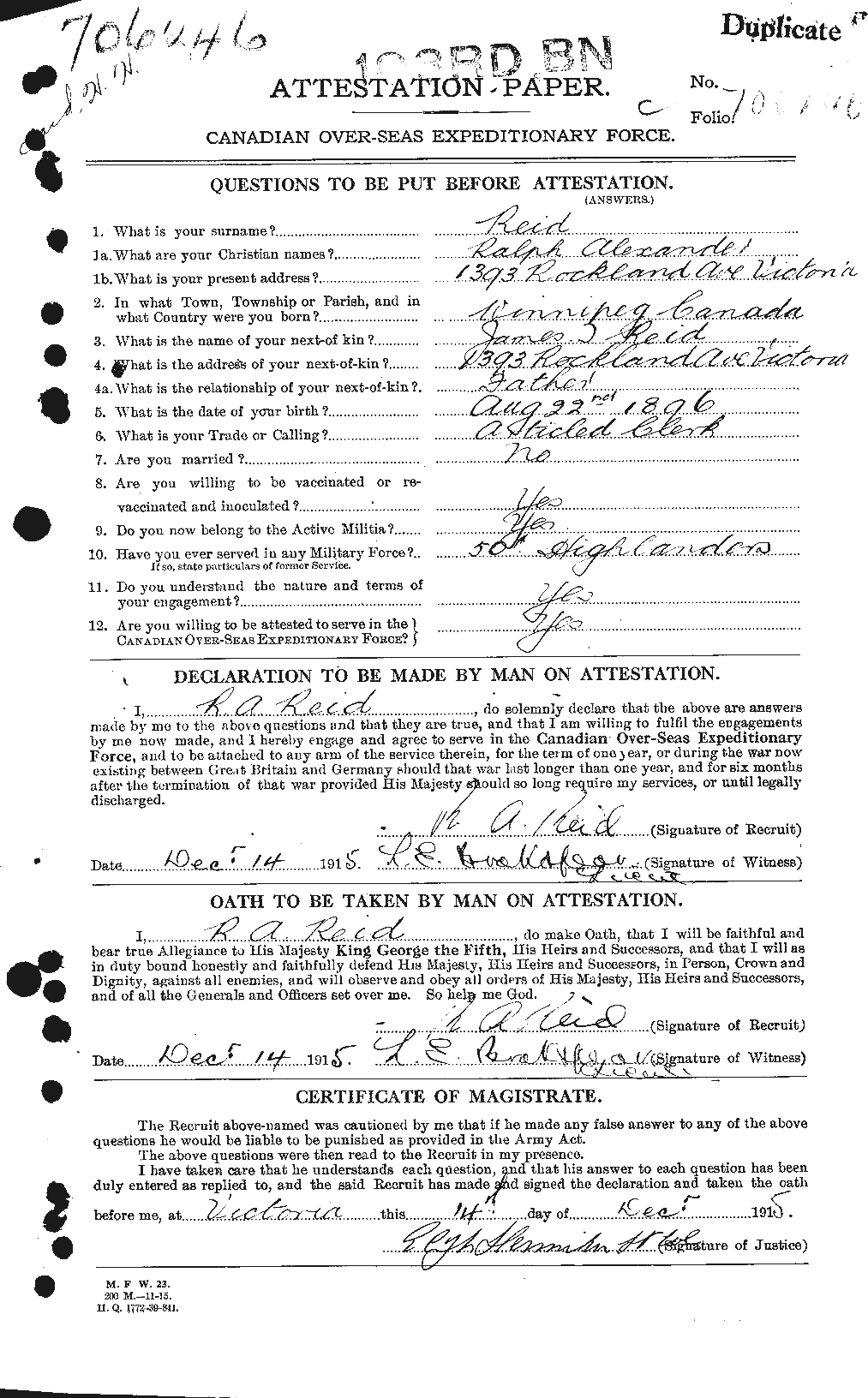 Personnel Records of the First World War - CEF 601848a