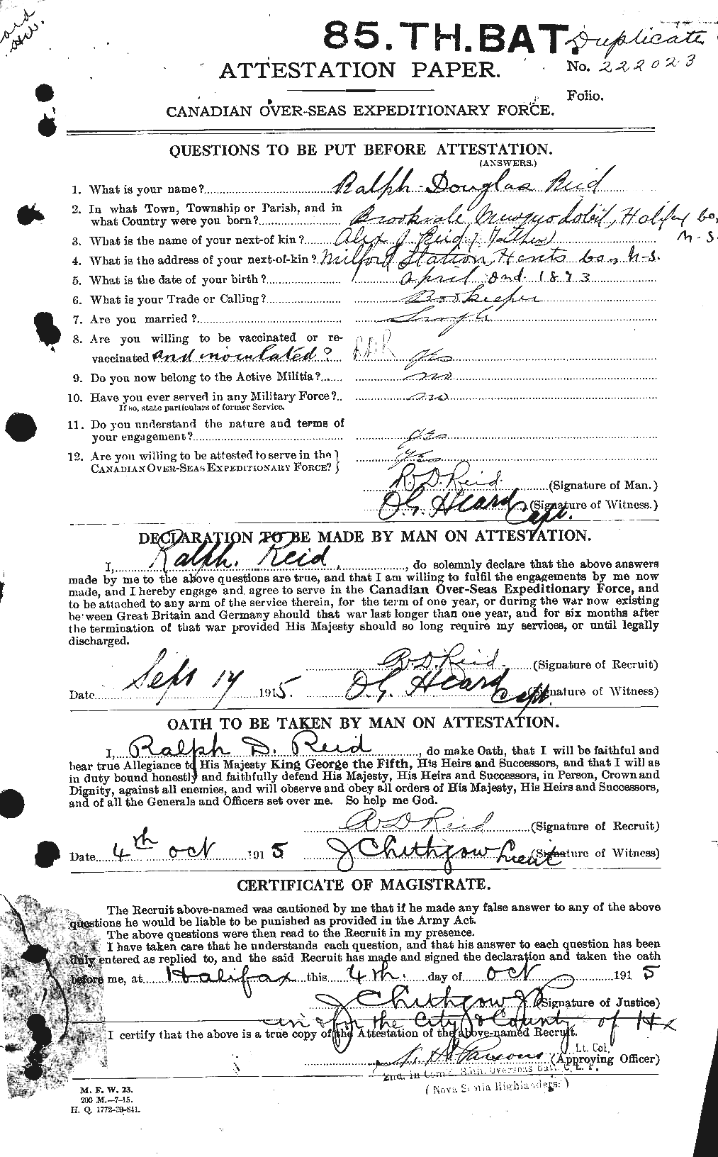 Personnel Records of the First World War - CEF 601849a