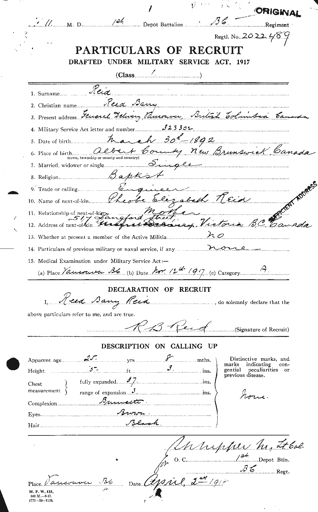 Personnel Records of the First World War - CEF 601855a