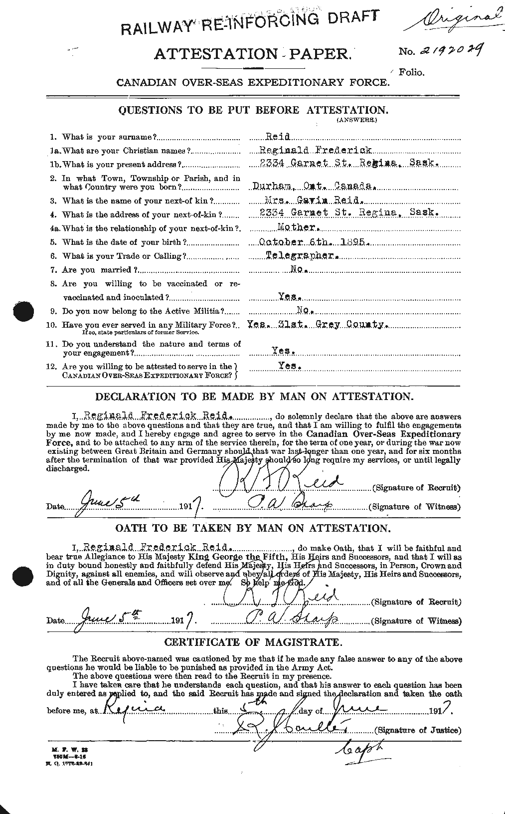 Personnel Records of the First World War - CEF 601856a