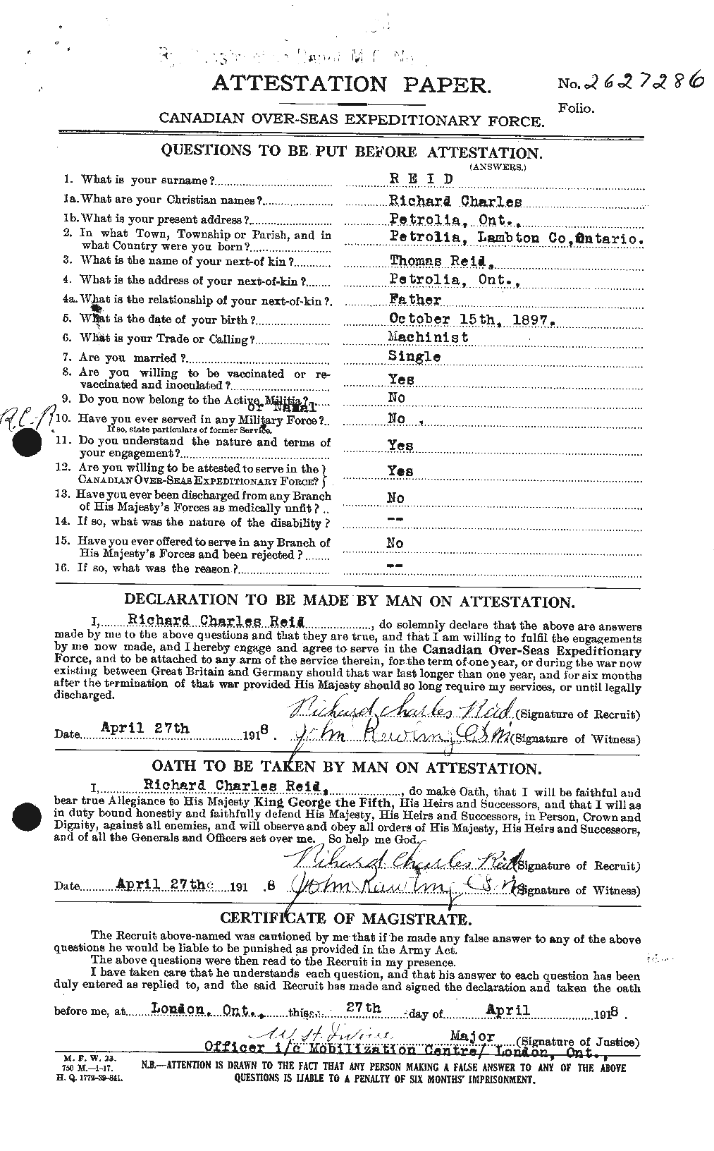 Personnel Records of the First World War - CEF 601860a