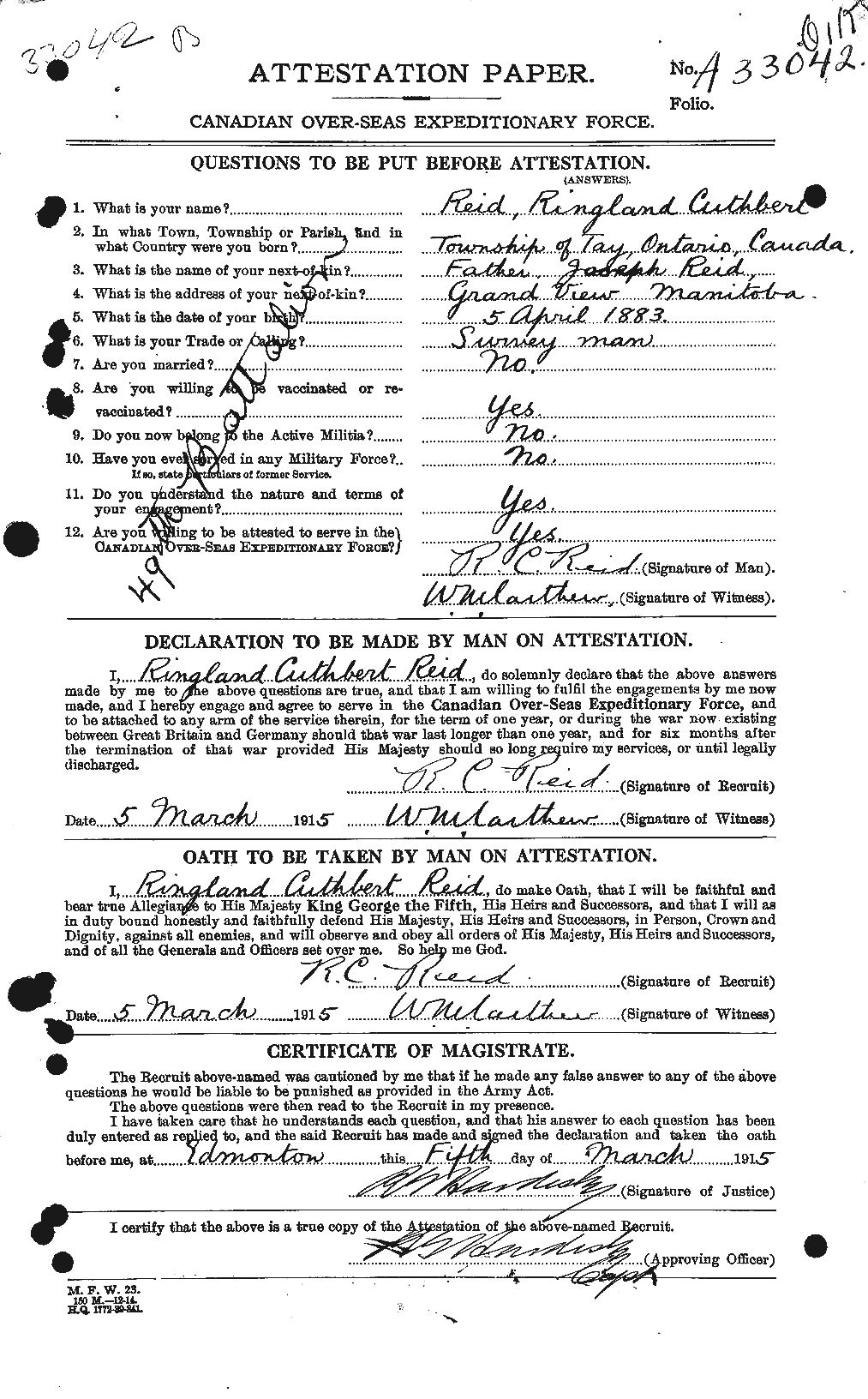 Personnel Records of the First World War - CEF 601862a