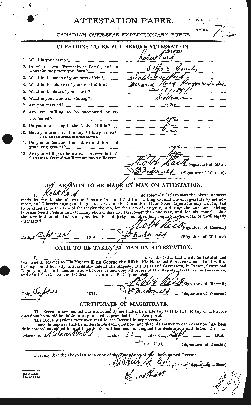 Personnel Records of the First World War - CEF 601865a