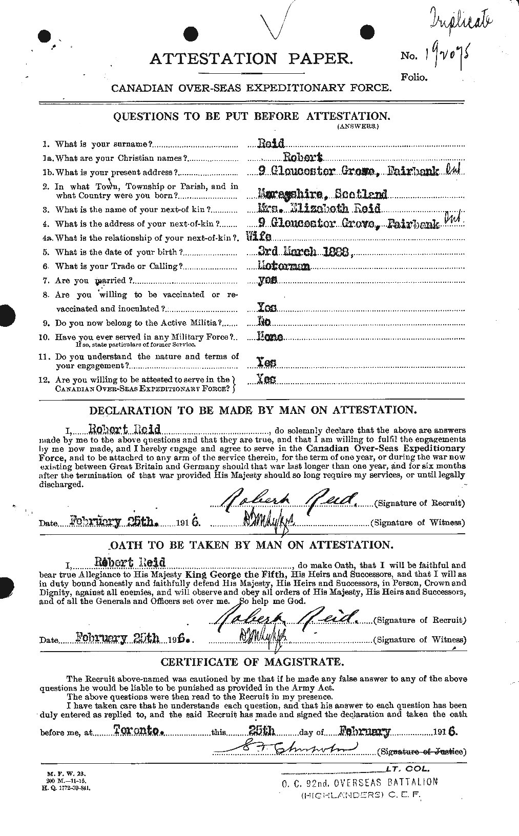 Personnel Records of the First World War - CEF 601876a