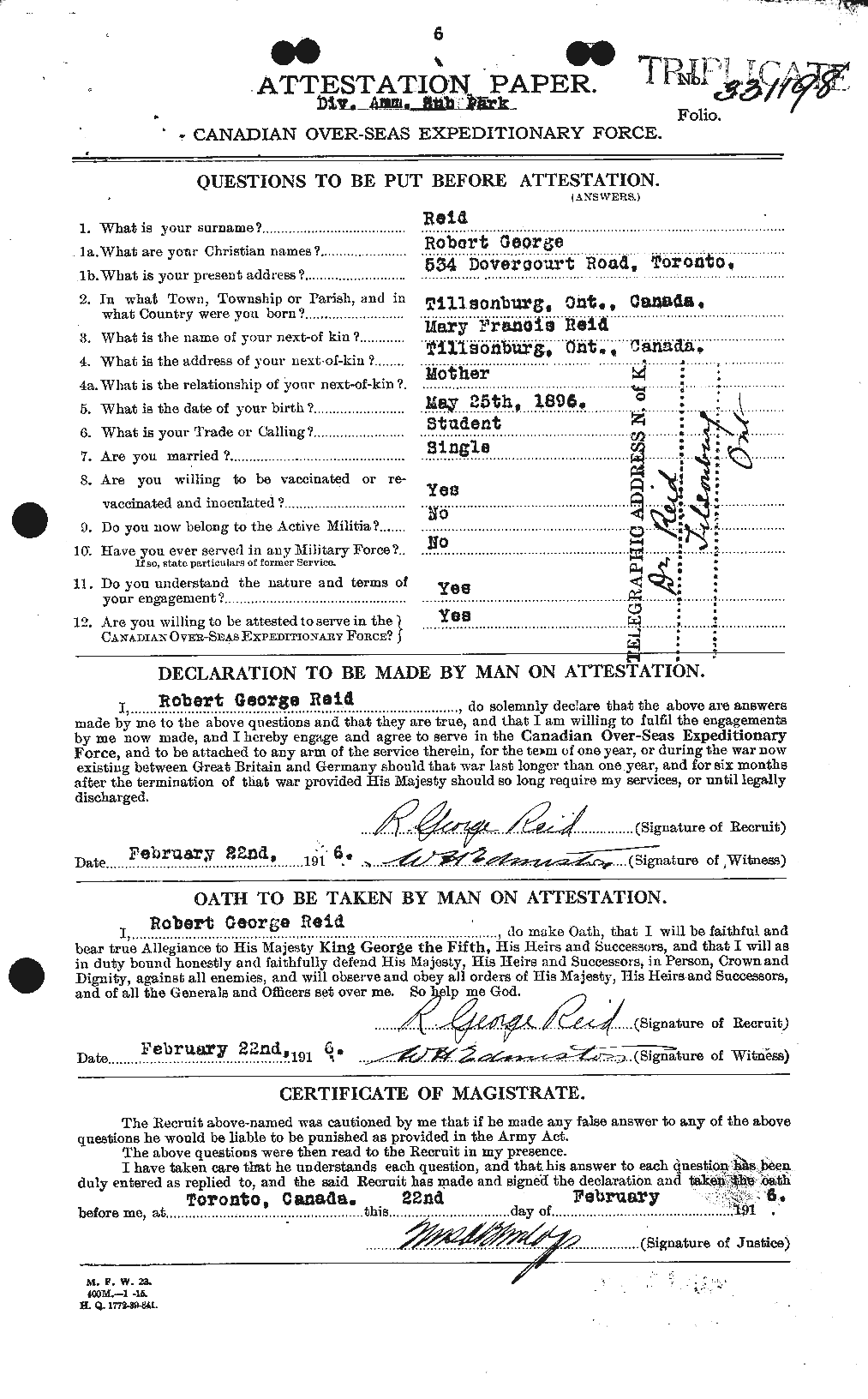 Personnel Records of the First World War - CEF 601901a