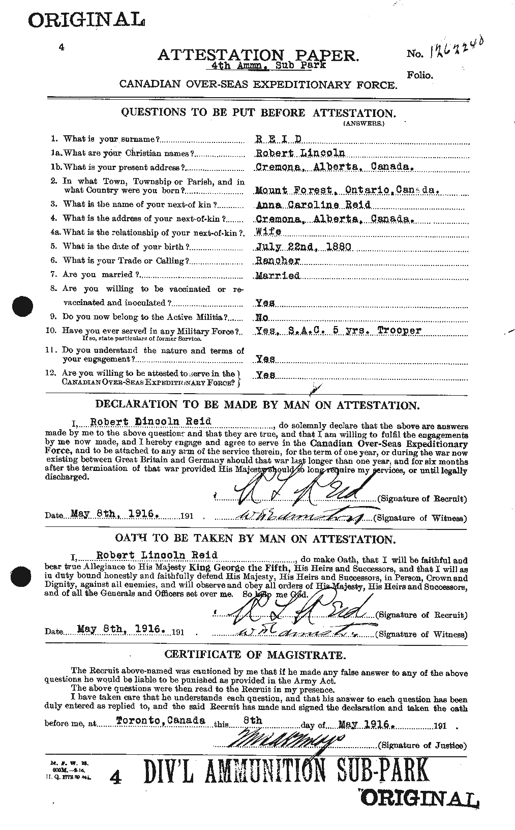 Personnel Records of the First World War - CEF 601911a