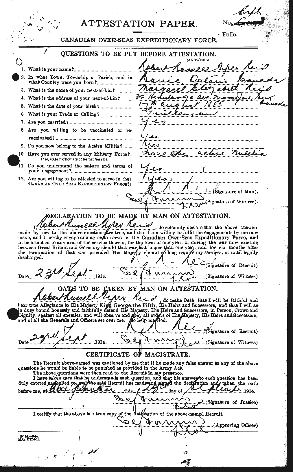 Personnel Records of the First World War - CEF 601920a