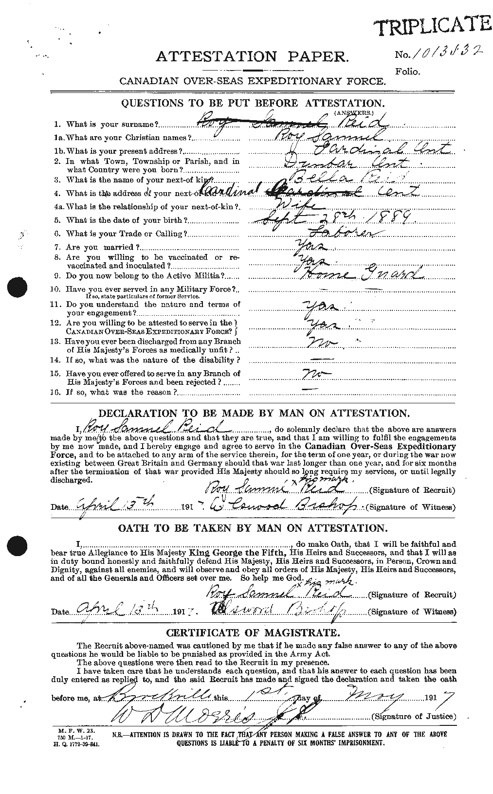 Personnel Records of the First World War - CEF 601939a