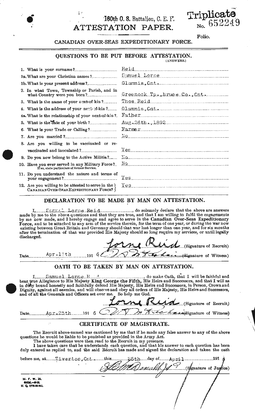 Personnel Records of the First World War - CEF 601951a