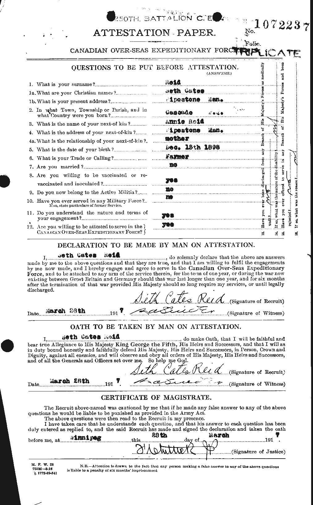 Personnel Records of the First World War - CEF 601957a